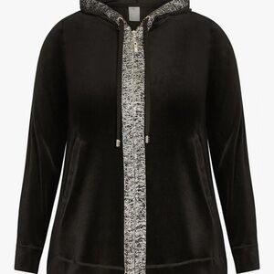 Women's Black Hoodie with Gray Shimmer Accents